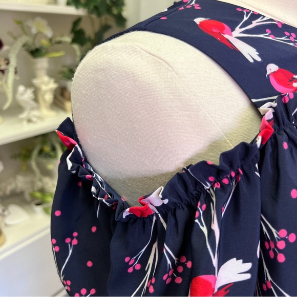 Draper James Love Birds Cold Shoulder Blue Dress - Picture 5 of 16